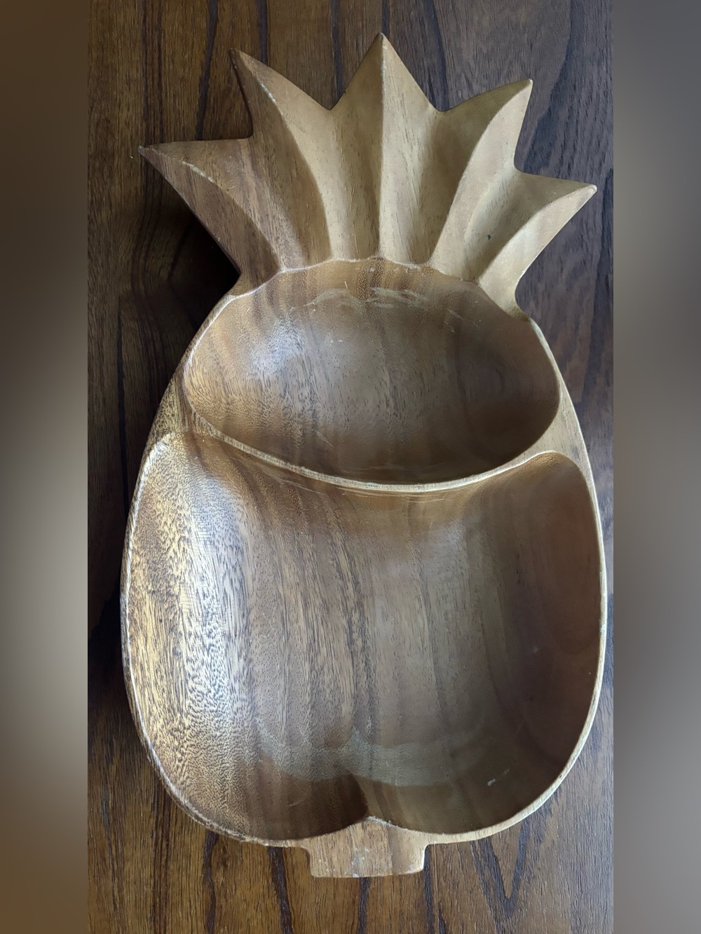Wooden Pineapple Serving Bowl - Brown